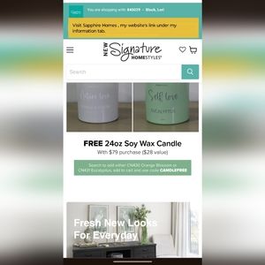 Free candle with purchase on my Sapphire homes website.Boho chic home accents